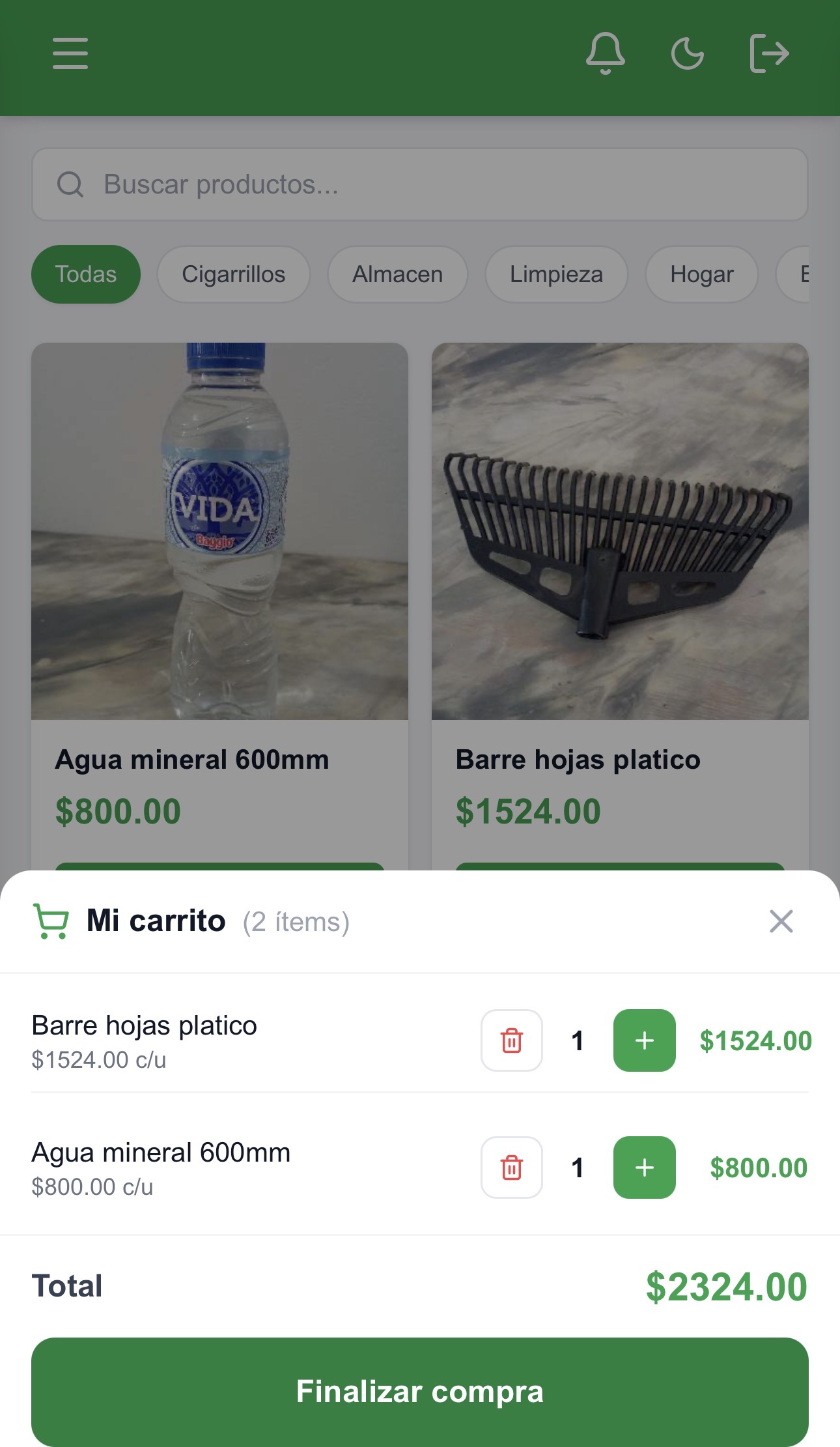 Nexo — Detalle del pedido