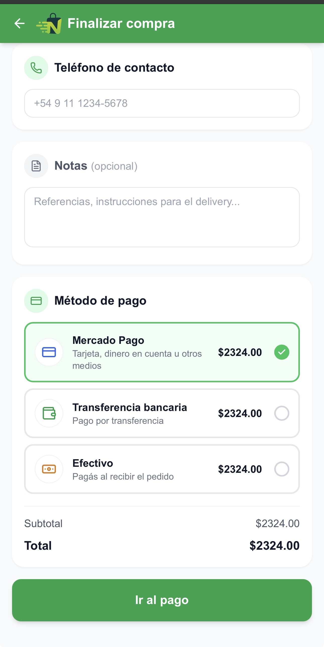 Nexo — Seguimiento de pedido