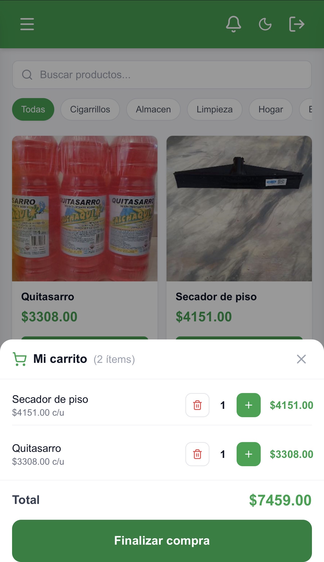 Nexo — Detalle del pedido
